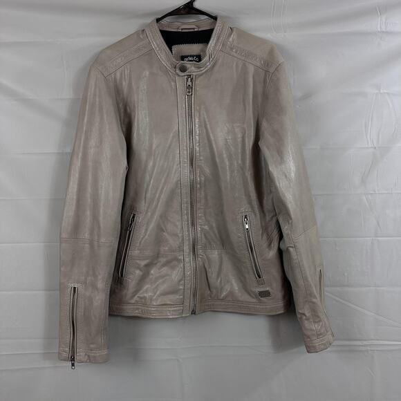 Vintage Y2k Diesel Co Leather Jacket Men Large Goat Moto Racer Biker Gray Zip - Picture 2 of 16